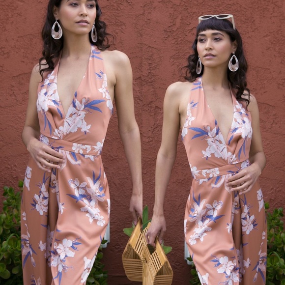 Femme de Lune Floral Satin Jumpsuit - Picture 1 of 6